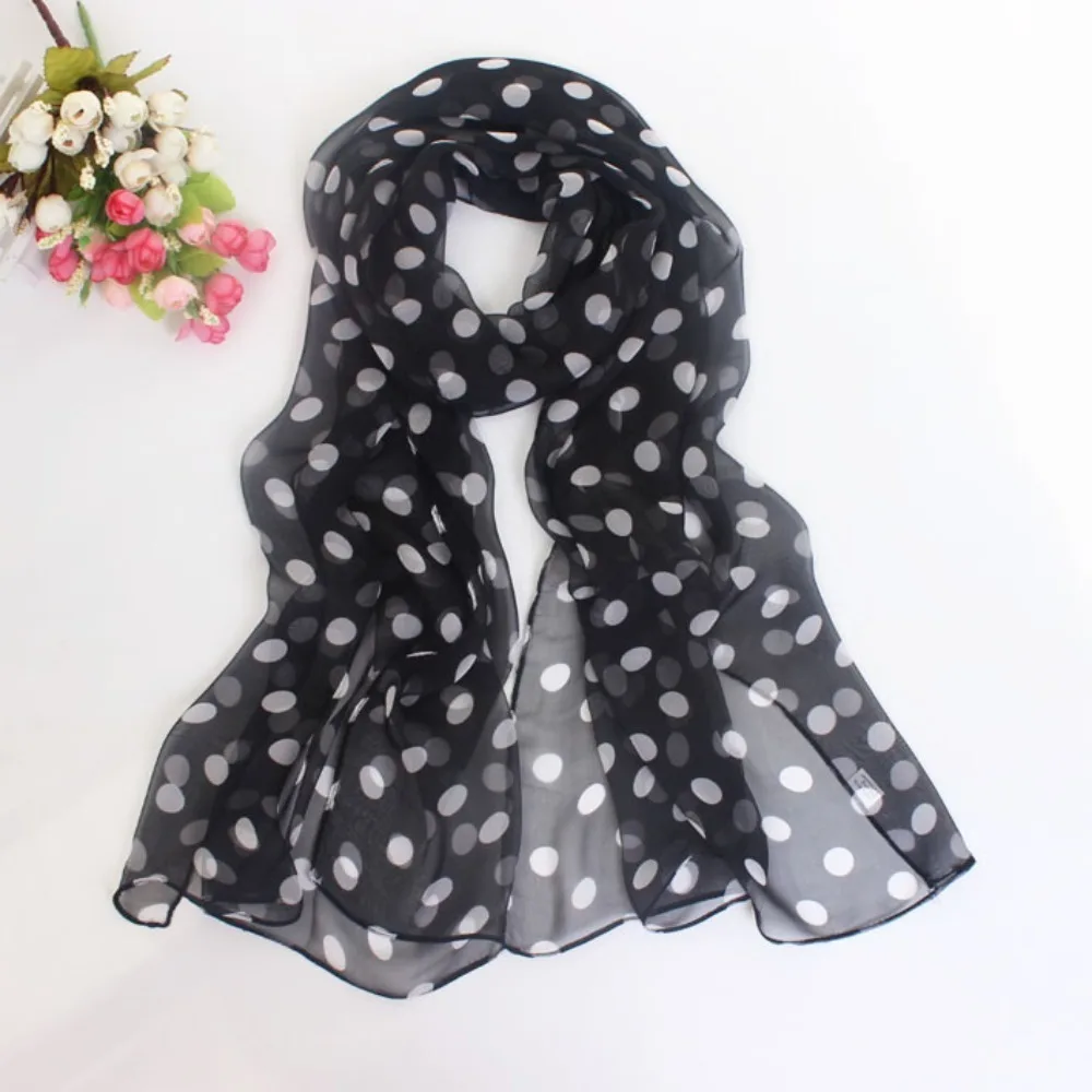 Polka Dot Chiffon Scarf