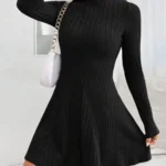 A-Line Dress with Mock Neck