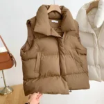 Padded Winter Zip-Up Vest with Pockets and Adjustable Waist — Image 4