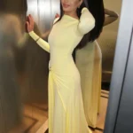 فستان ماكسي ضيّق أنيق بتجعيدات — صورة 2
