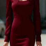 Elegant Bodycon Long Sleeve Winter Dress — Image 4