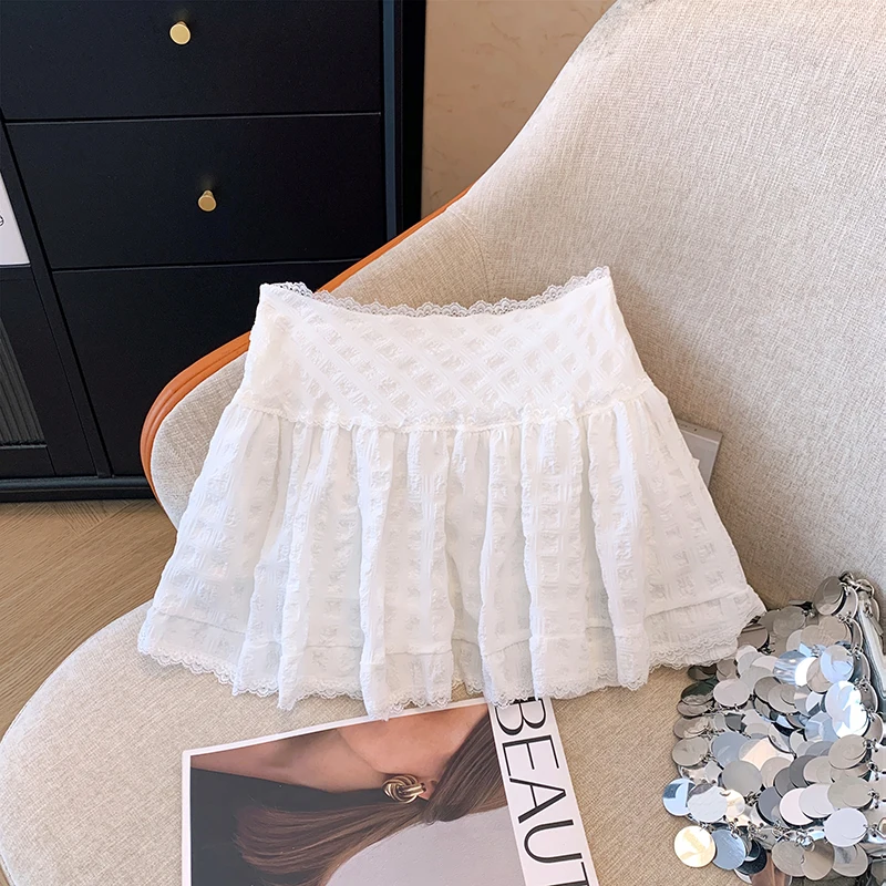 Short Skirt with Ruffle and Lace Layers