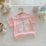 Girls' Pearl Short Sleeve Summer Top with Bow — Image 6