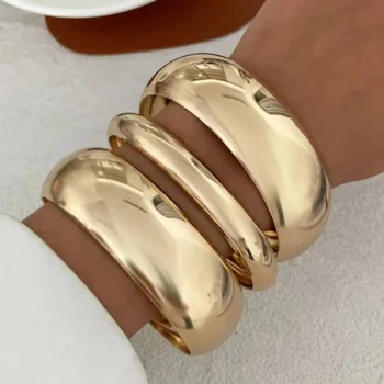 3-Piece Shiny Metal Bracelet Set