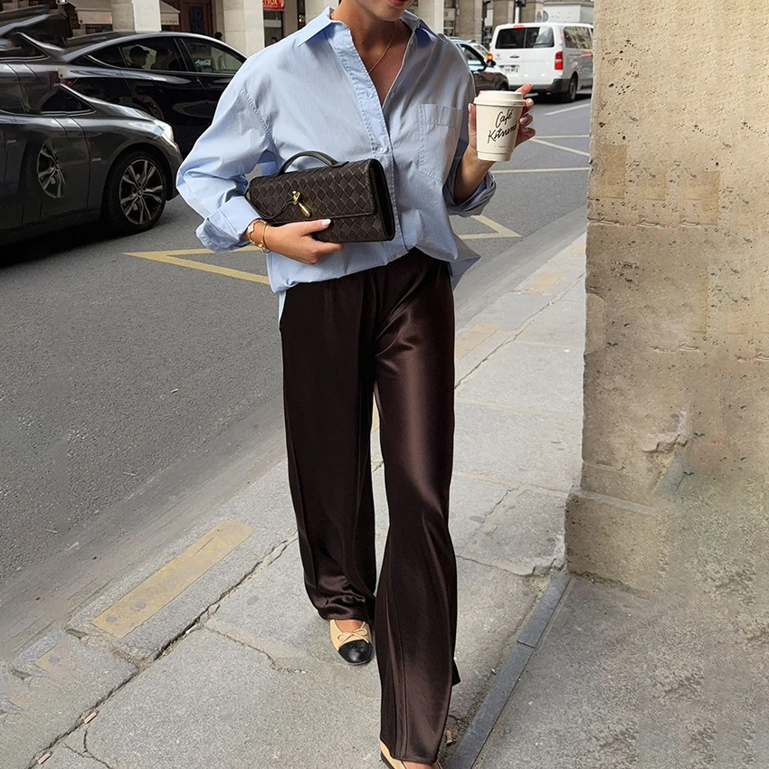Elegant Satin Wide-Leg Pants
