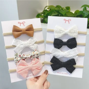Newborn 4-Piece Lace Headband Set