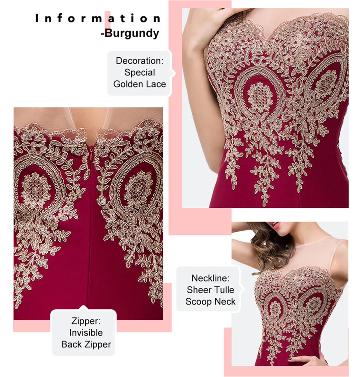 Sweetheart Mermaid Evening Dress with Gold Lace Embroidery