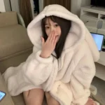 Warm Winter Long Sleeve House Robe with Bunny Ears — Image 4