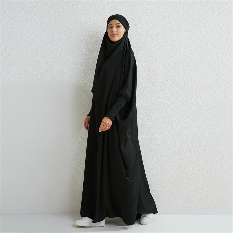 Prayer Abaya with Hood and Ruffled Sleeves