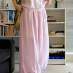 Ankle-Length High Waist Wide-Leg Pants with Tie — Image 3