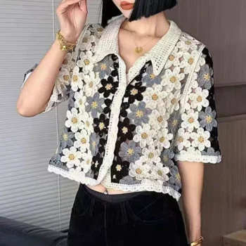 Crochet Short Sleeve Shirt
