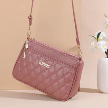 Leather Shoulder Bag with Zipper