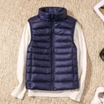 Padded Sleeveless Winter Jacket with Zipper and Turn-Down Collar — Image 6