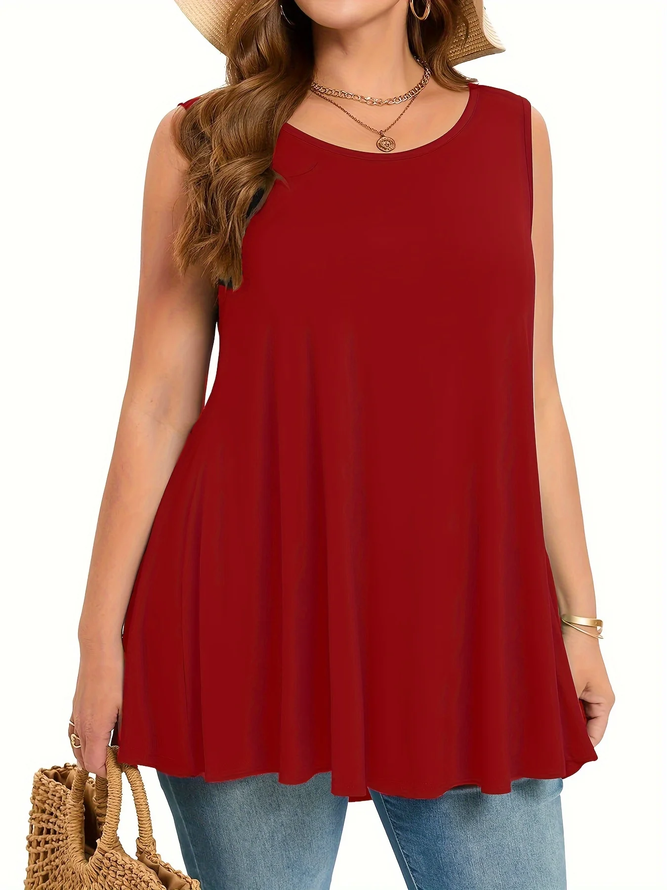 Solid Sleeveless Round Neck Top