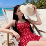 Red Polka Dot Halter Neck Swimsuit — Image 4