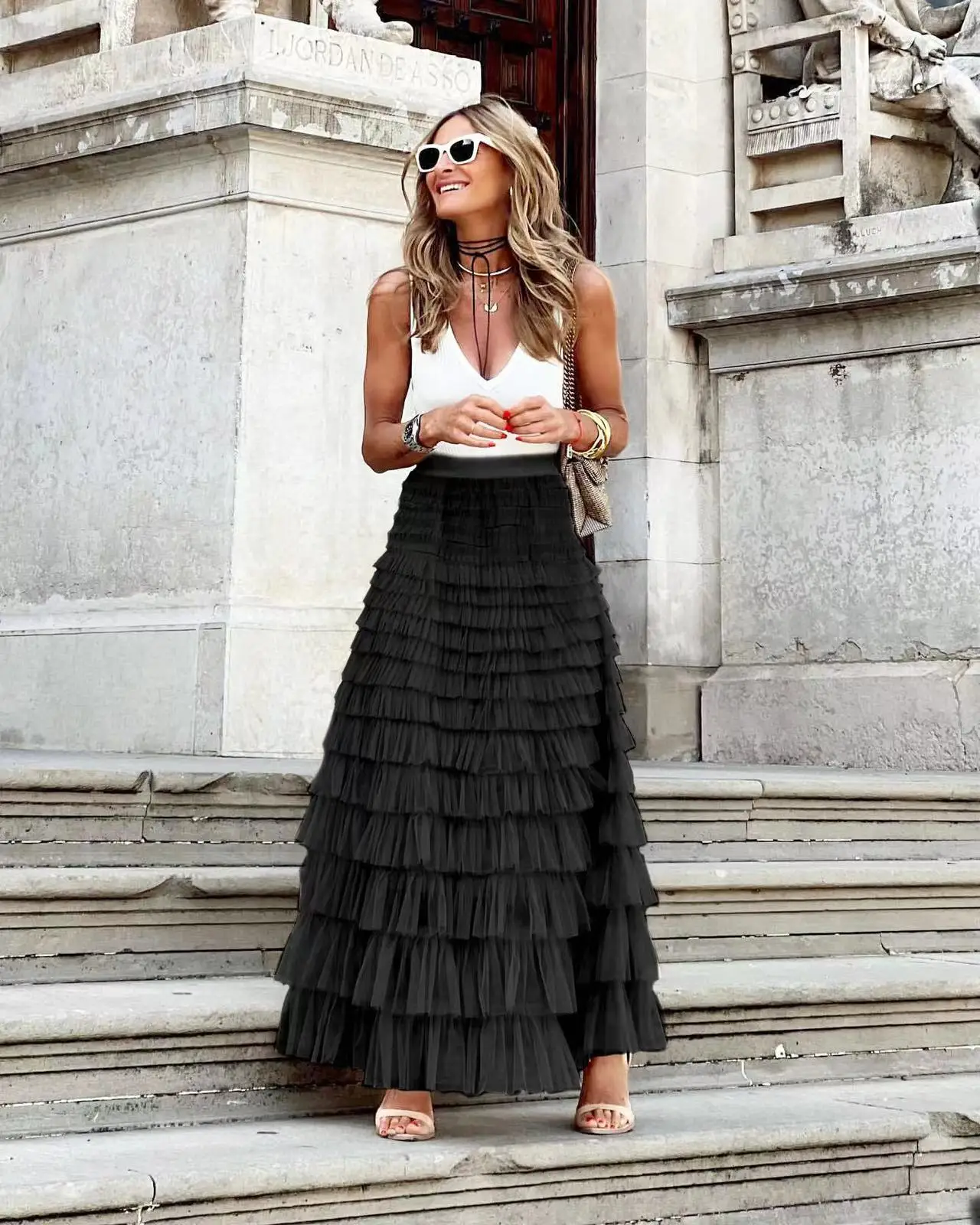 Long Puffy Tulle Skirt