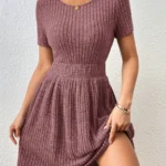 Knitted Ribbed A-Line Formal Dress — Image 5