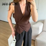 Lightweight Linen-Blend V-Neck Open-Front Vest — Image 2