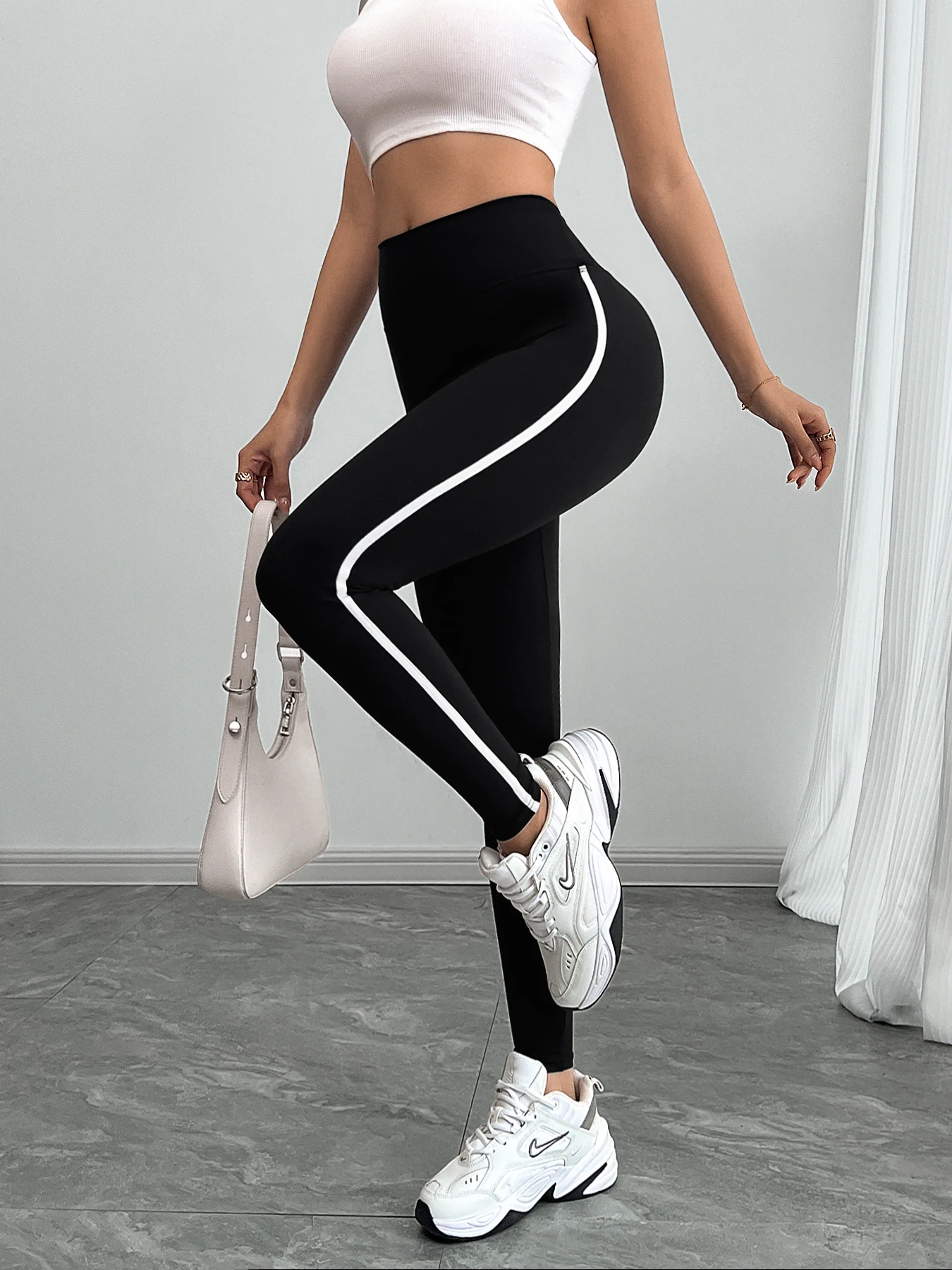 Striped High-Waisted Leggings