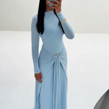 Elegant Slim-Fit Ruched Maxi Dress