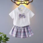 Girls' School Uniform with Pleated Skirt and Shirt — Image 3