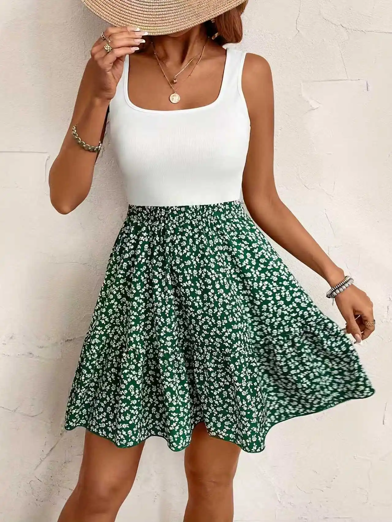 Elegant Square Neck Dress
