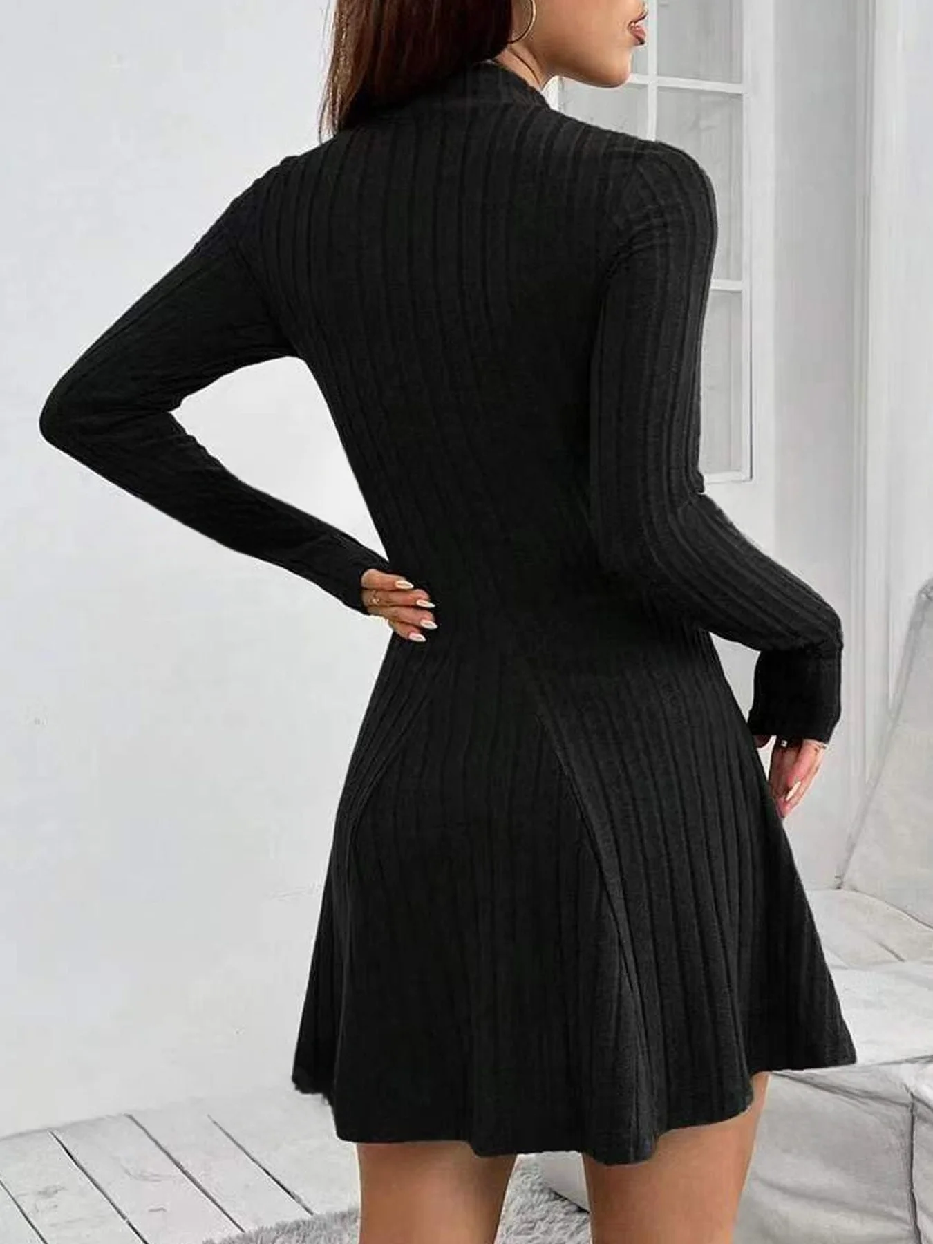A-Line Dress with Mock Neck