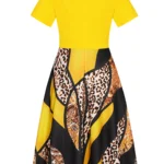 Elegant Floral Short Sleeve A-Line Formal Dress — Image 2
