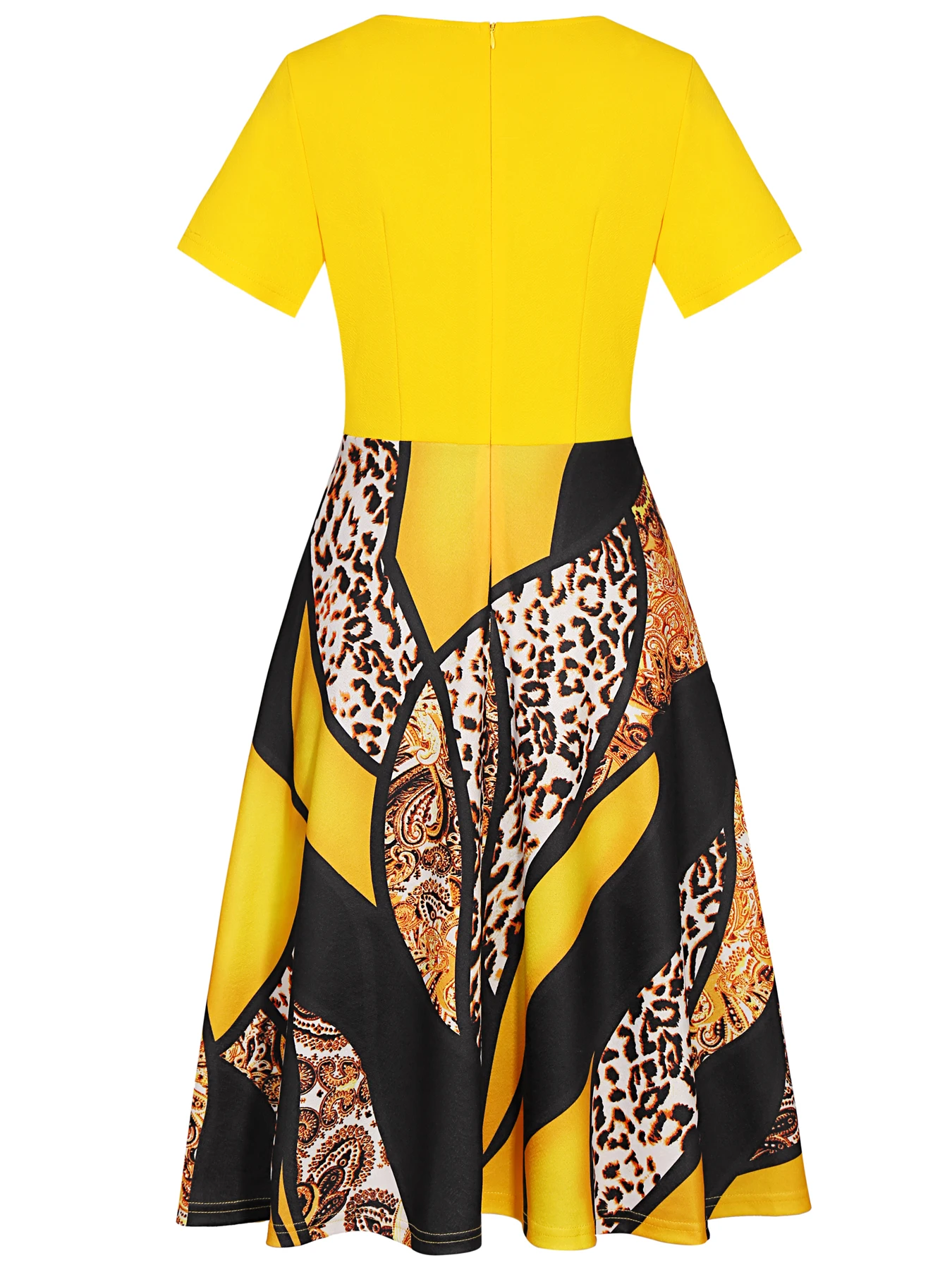 Elegant Floral Short Sleeve A-Line Formal Dress