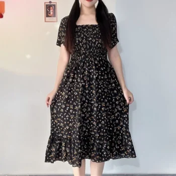Stretchy Chiffon Short Sleeve Summer Dress