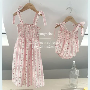 Girls' Floral Cotton Summer Romper