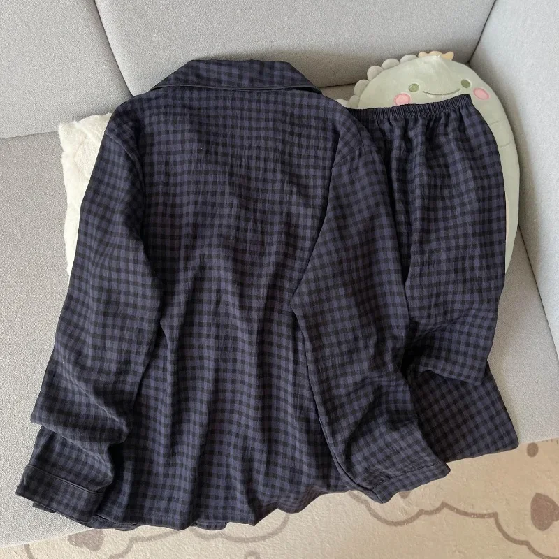2-Piece Korean-Style Plaid Pajamas