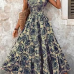 Short Sleeve V-Neck Floral Dress