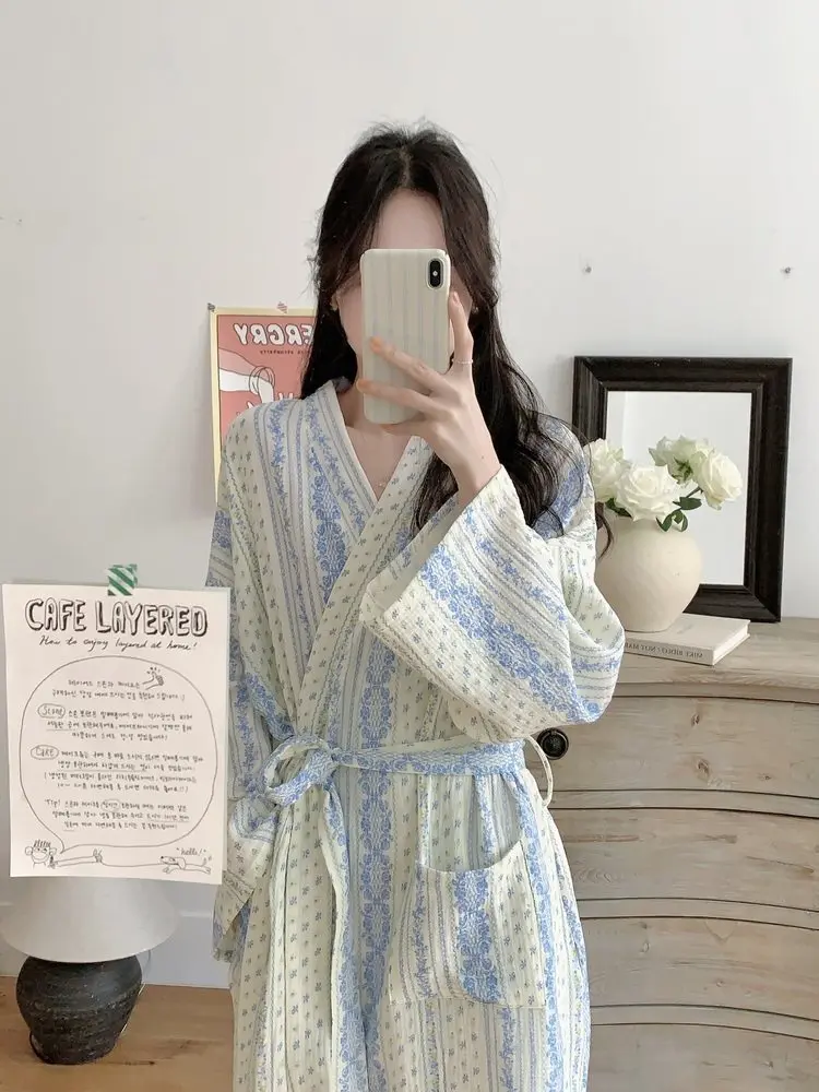 قميص نوم طويل بأكمام كاملة وخامة ناعمة مرنة — صورة تفصيلية 3
