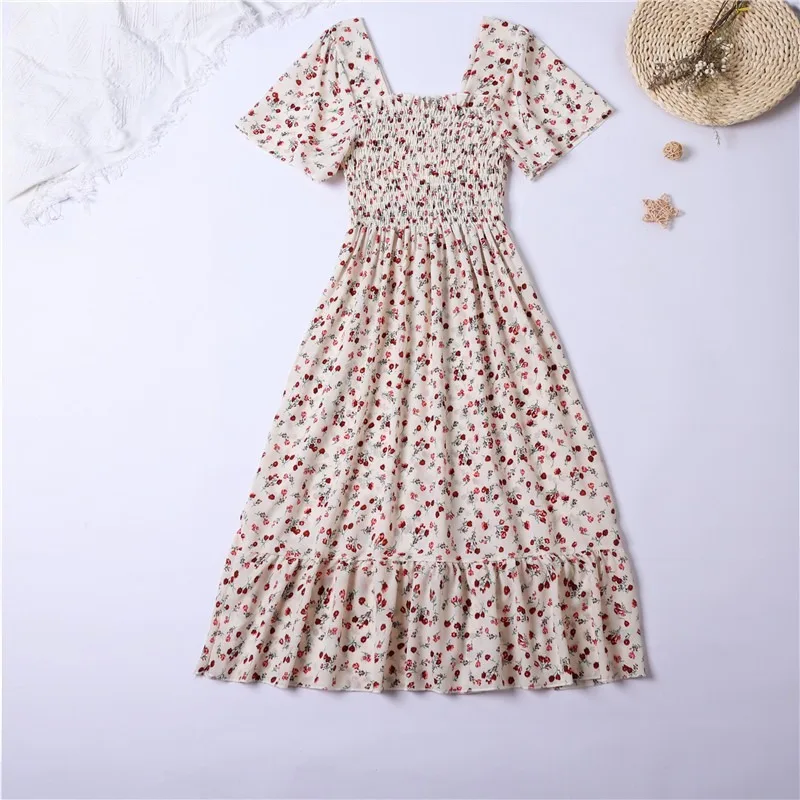 Chiffon Short Sleeve Midi Dress
