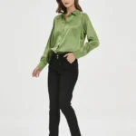 Solid Silk Long Formal Shirt — Image 2