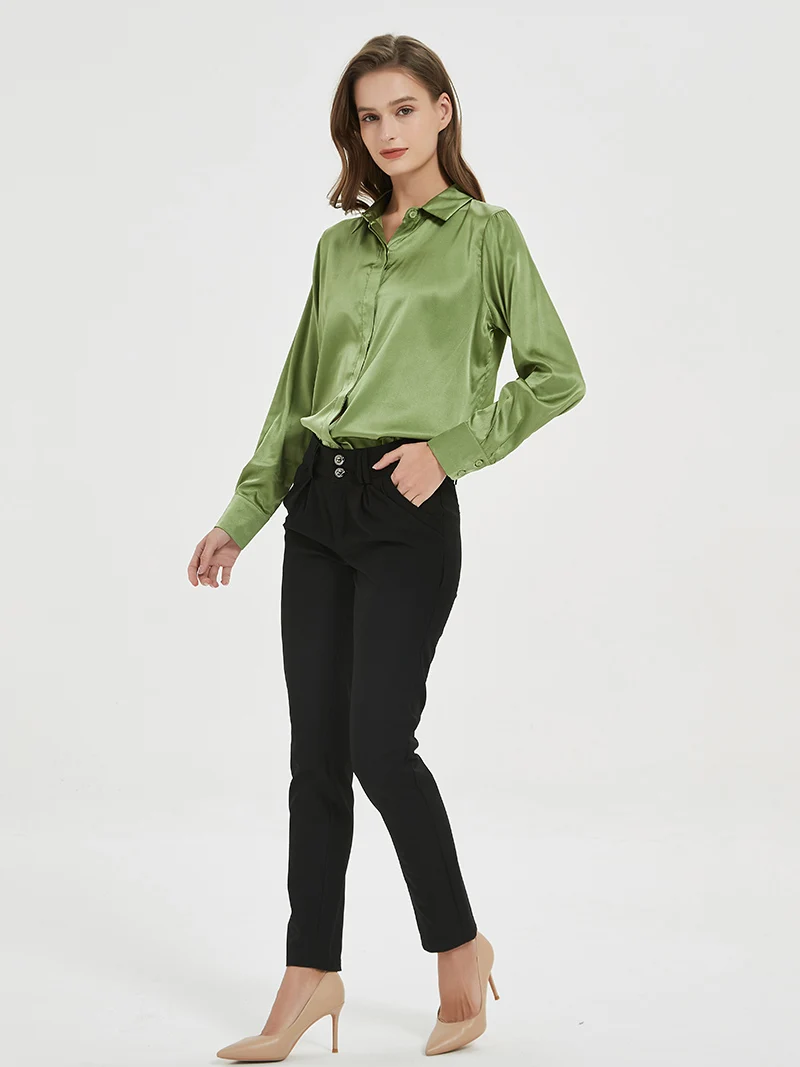 Solid Silk Long Formal Shirt
