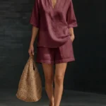 Casual Loose Short Sleeve V-Neck Set — Image 2