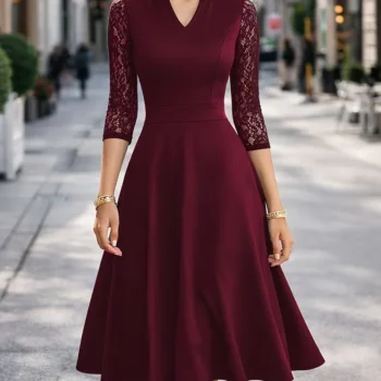 Lace V-Neck Summer Formal Dress