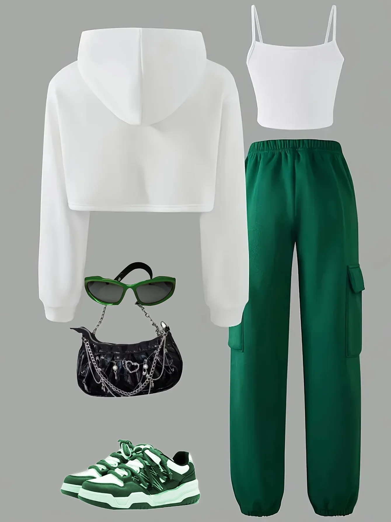 Girls' 3-Piece Set with Cropped Hoodie