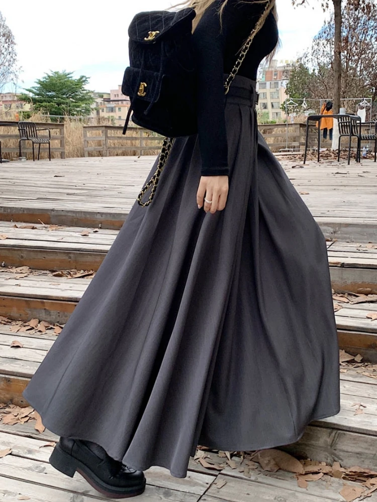 Elegant Gray Maxi Skirt