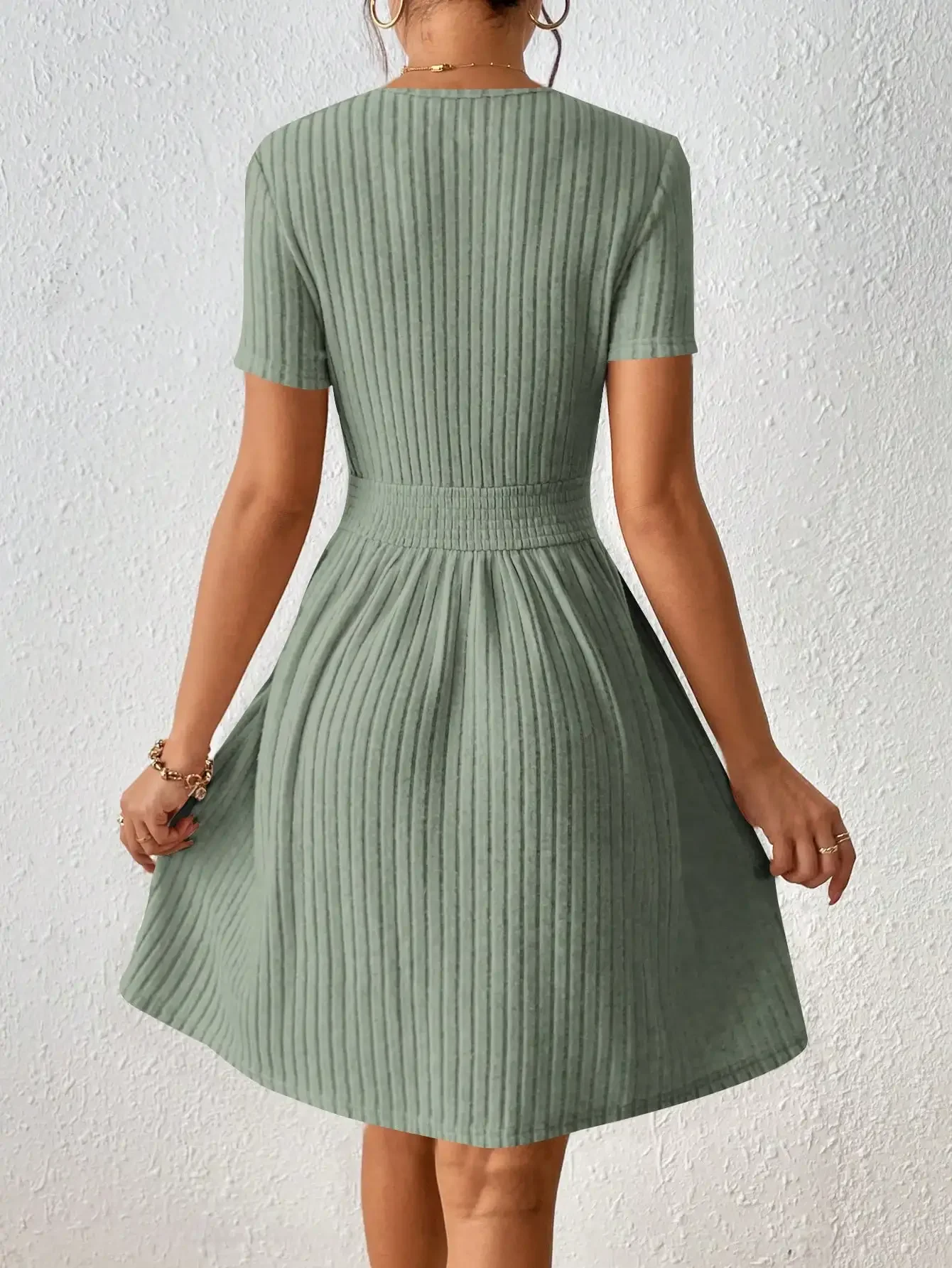 Knitted Ribbed A-Line Formal Dress
