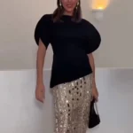 قميص أسود بأكمام منفوشة قصيرة — صورة 6