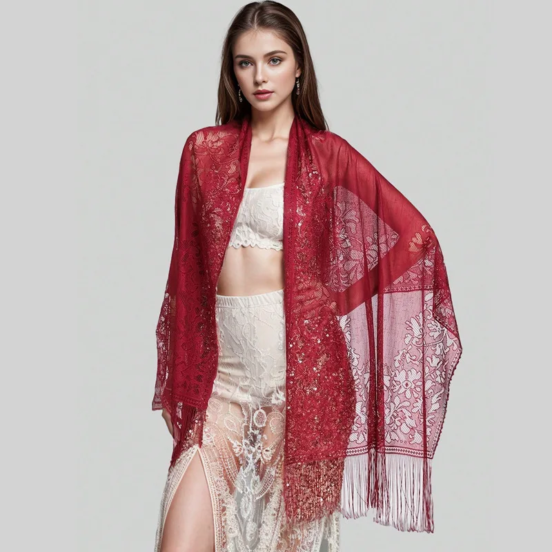 Breathable Floral Long Hijab with Fringe — Image 10