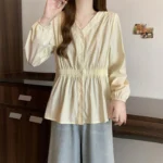 Elastic-Waist Summer Shirt Blouse — Image 6