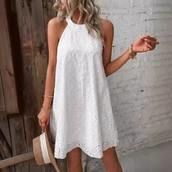 Floral Cut-Out Halter Dress