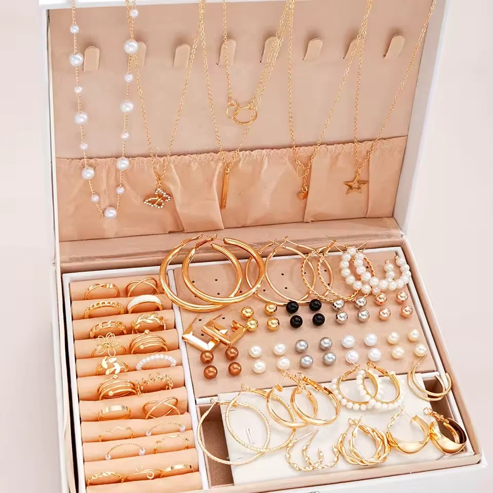 Gold-Tone Pearl Jewelry Set