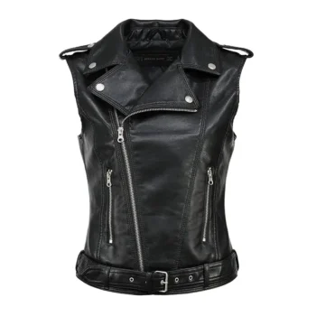 Soft Faux Leather Vest with Front Zipper and Turn-Down Collar