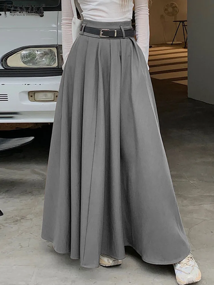 High Waist Pleated Skirt with Wide Swing