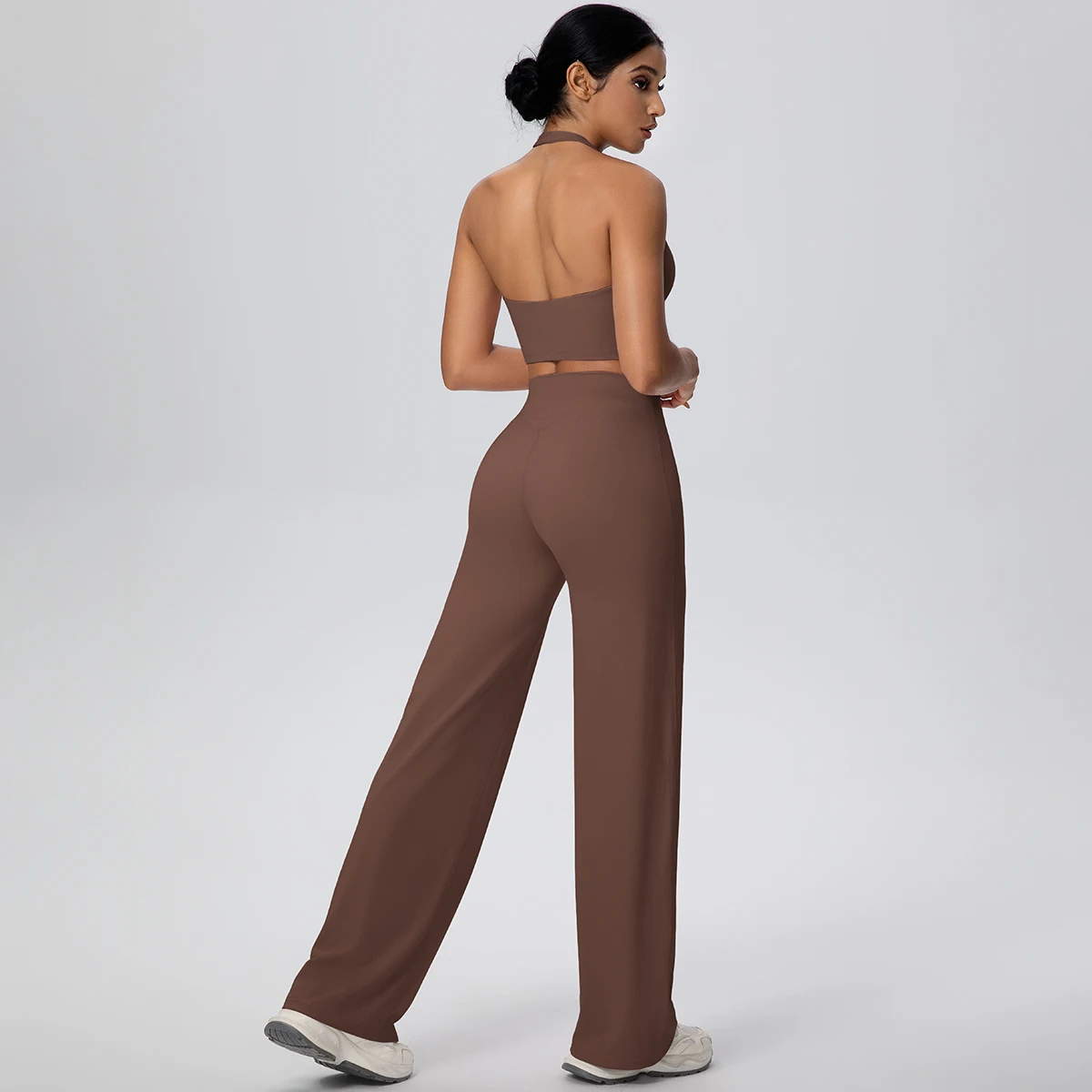 2-Piece Halter Neck Sports Set with High Waist Pants